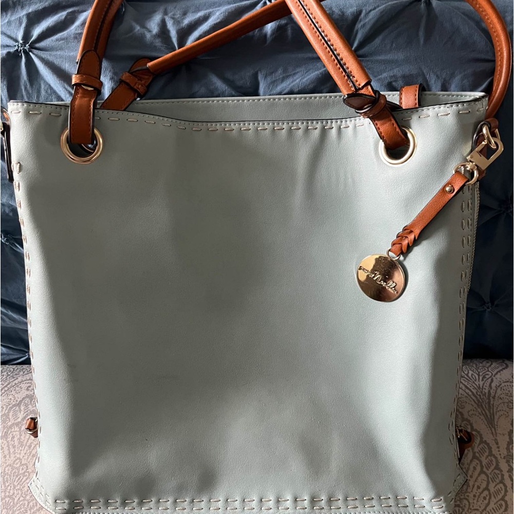 Simply Noelle Sky Blue Tote with Tan Accents